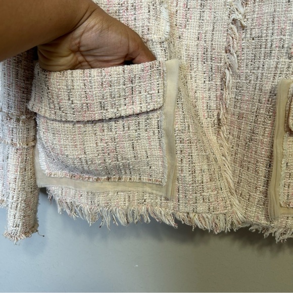 Anne Klein Vintage Women Coquette Girl Tweed Pink and White Suit Blazer Size 10 - Picture 7 of 11